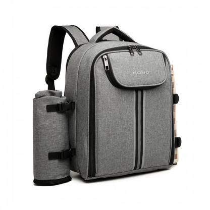 Kono Canvas Picnic Backpack - Grey | Insulated, Water-Resistant, Large Capacity