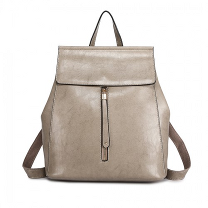 Miss Lulu Vintage Oil-Wax Faux Leather Backpack - Grey | Stylish & Versatile