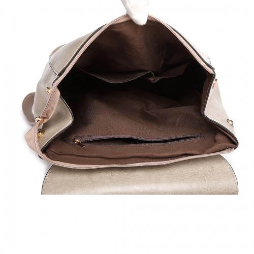 Miss Lulu Vintage Oil-Wax Faux Leather Backpack - Grey | Stylish & Versatile