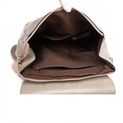 Miss Lulu Vintage Oil-Wax Faux Leather Backpack - Grey | Stylish & Versatile