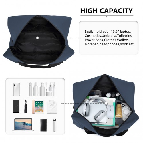 Kono Lightweight Multi Purpose Unisex Sports Travel Duffel Bag - Navy