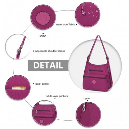 Kono Three Way Multipurpose Casual Shoulder Bag With Double Zippers - Purple