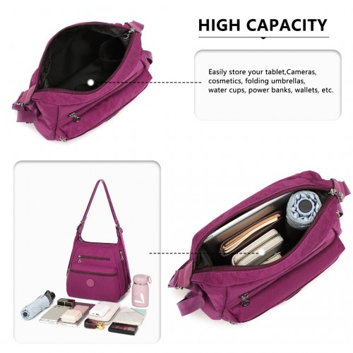 Kono Three Way Multipurpose Casual Shoulder Bag With Double Zippers - Purple