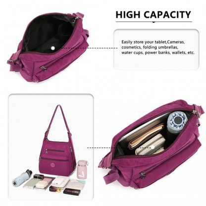 Kono Three Way Multipurpose Casual Shoulder Bag With Double Zippers - Purple