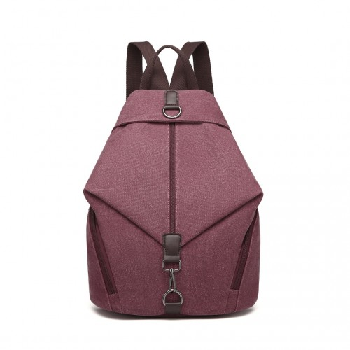 Kono Fashion Anti-Theft Canvas Backpack – Claret | Stylish & Secure Bag