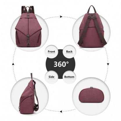 Kono Fashion Anti-Theft Canvas Backpack – Claret | Stylish & Secure Bag