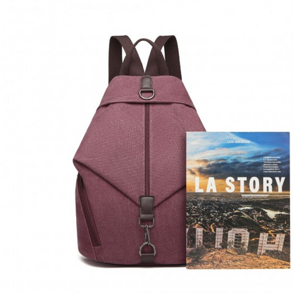 Kono Fashion Anti-Theft Canvas Backpack – Claret | Stylish & Secure Bag