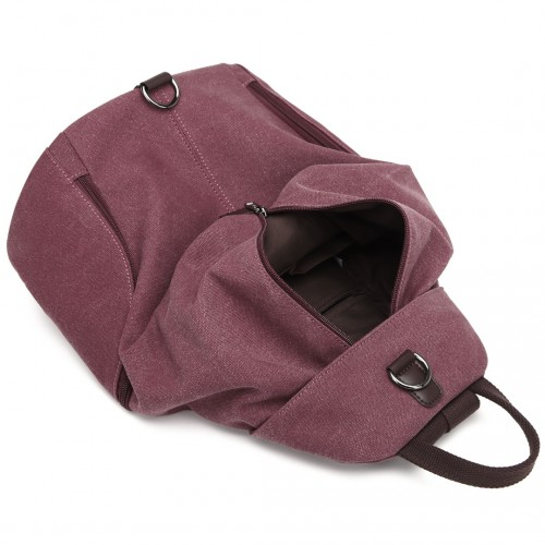 Kono Fashion Anti-Theft Canvas Backpack – Claret | Stylish & Secure Bag