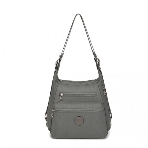 Kono Three Way Multipurpose Casual Shoulder Bag With Double Zippers - Grey | EH2063