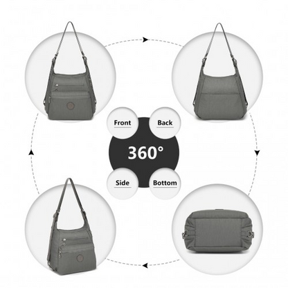 Kono Three Way Multipurpose Casual Shoulder Bag With Double Zippers - Grey | EH2063