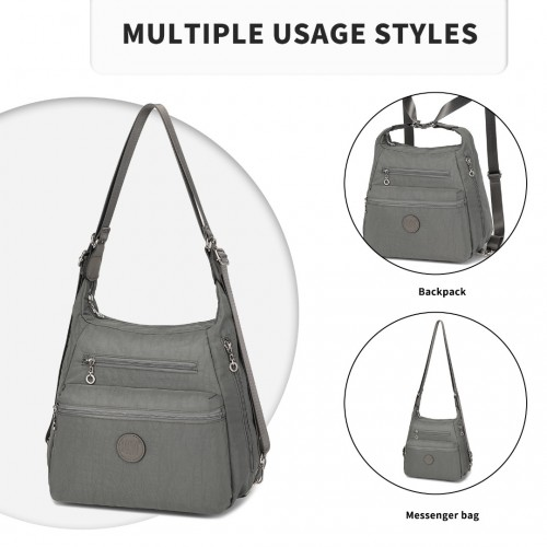 Kono Three Way Multipurpose Casual Shoulder Bag With Double Zippers - Grey | EH2063