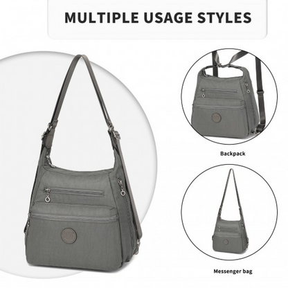 Kono Three Way Multipurpose Casual Shoulder Bag With Double Zippers - Grey | EH2063