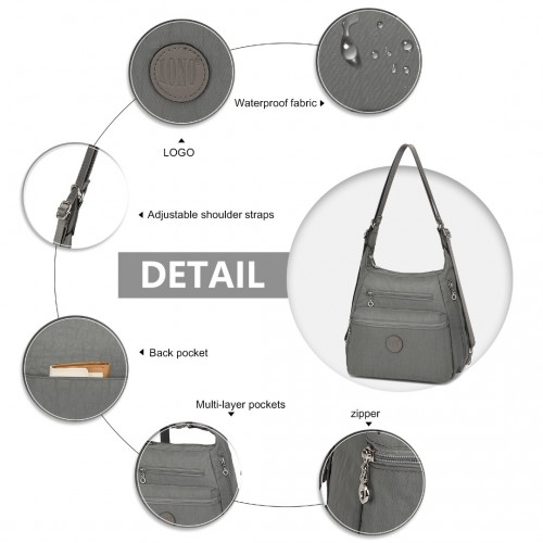 Kono Three Way Multipurpose Casual Shoulder Bag With Double Zippers - Grey | EH2063