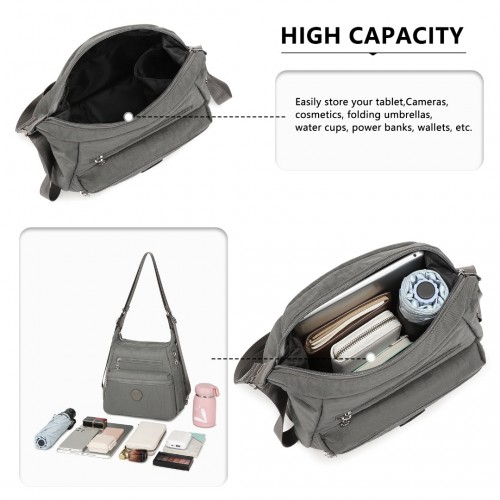 Kono Three Way Multipurpose Casual Shoulder Bag With Double Zippers - Grey | EH2063