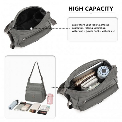 Kono Three Way Multipurpose Casual Shoulder Bag With Double Zippers - Grey | EH2063