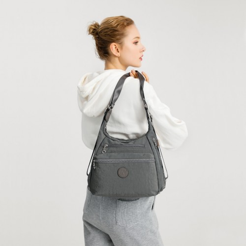 Kono Three Way Multipurpose Casual Shoulder Bag With Double Zippers - Grey | EH2063