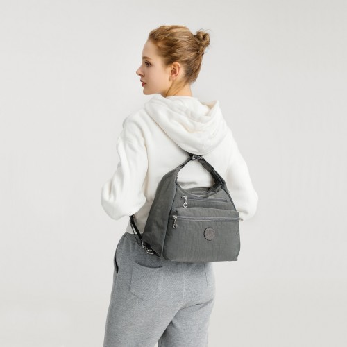 Kono Three Way Multipurpose Casual Shoulder Bag With Double Zippers - Grey | EH2063