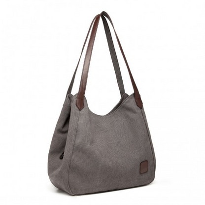 Kono Canvas Shoulder Tote Bag - Grey | Stylish and Practical