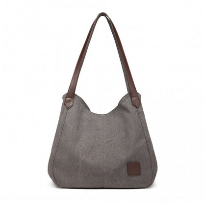 Kono Canvas Shoulder Tote Bag - Grey | Stylish and Practical