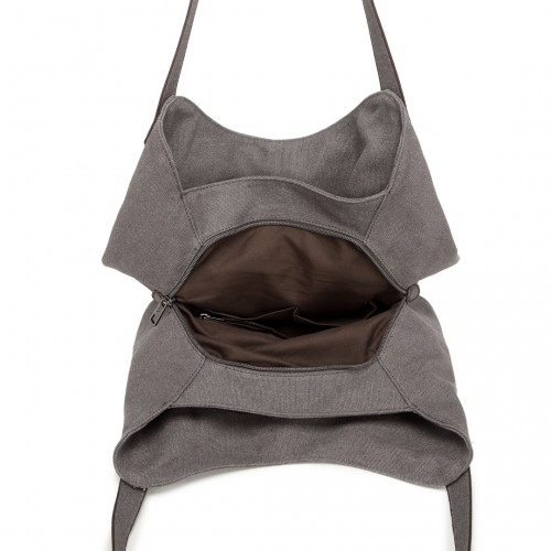 Kono Canvas Shoulder Tote Bag - Grey | Stylish and Practical