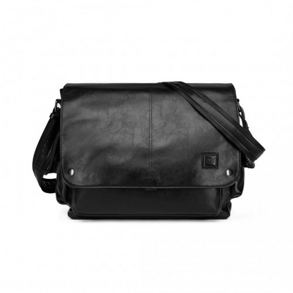 Kono Casual Leather Men's Large Capacity Shoulder Bag - Black | EB2127
