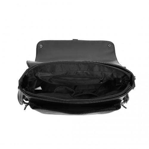 Kono Casual Leather Men's Large Capacity Shoulder Bag - Black | EB2127