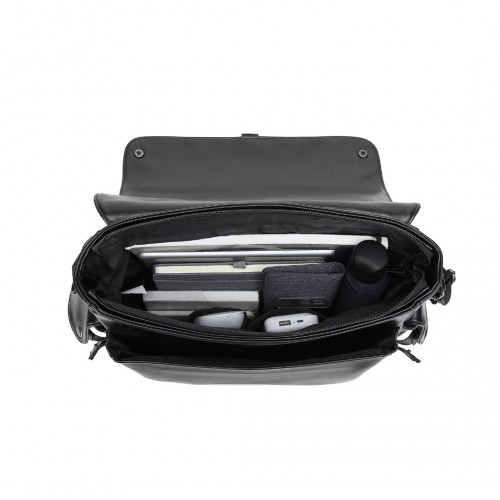 Kono Casual Leather Men's Large Capacity Shoulder Bag - Black | EB2127