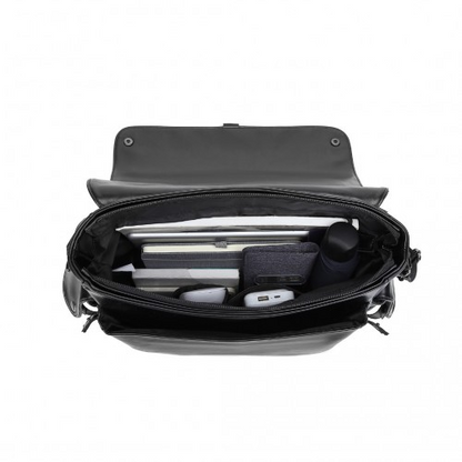 Kono Casual Leather Men's Large Capacity Shoulder Bag - Black | EB2127