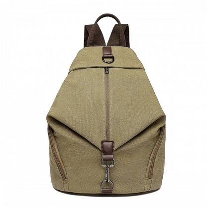 Kono Fashion Anti-Theft Canvas Backpack - Khaki | Stylish and Secure