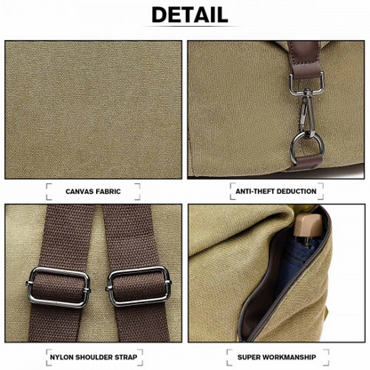 Kono Fashion Anti-Theft Canvas Backpack - Khaki | Stylish and Secure