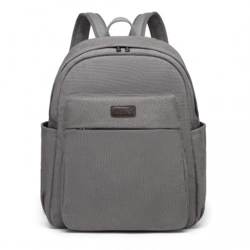 Kono Canvas Lightweight Casual School Backpack - Grey