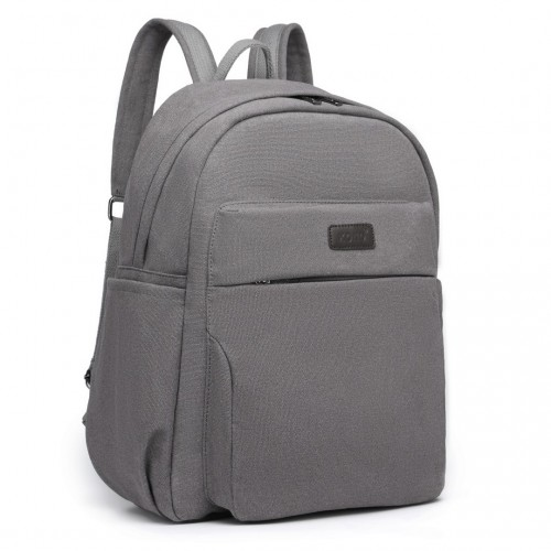 Kono Canvas Lightweight Casual School Backpack - Grey