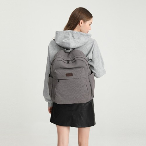 Kono Canvas Lightweight Casual School Backpack - Grey