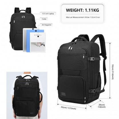 Kono Multifunctional Portable Travel Backpack Cabin Luggage Bag - Black