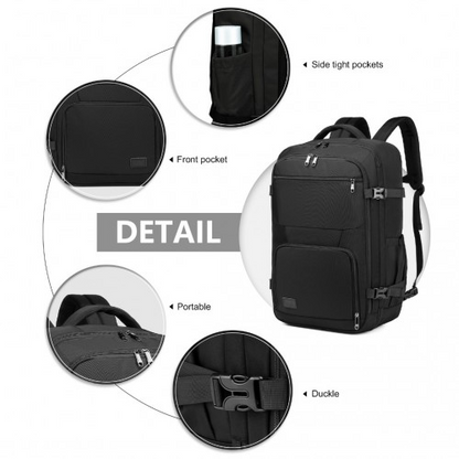 Kono Multifunctional Portable Travel Backpack Cabin Luggage Bag - Black