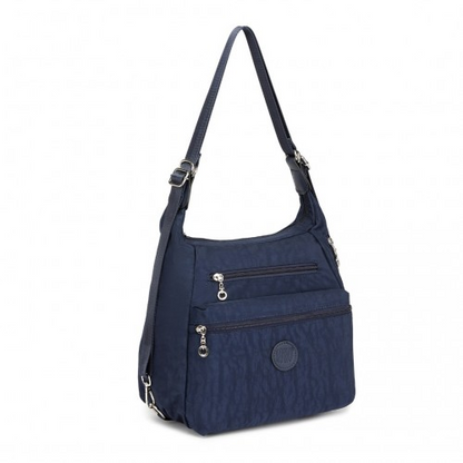 Kono Three Way Multipurpose Casual Shoulder Bag With Double Zippers - Navy
