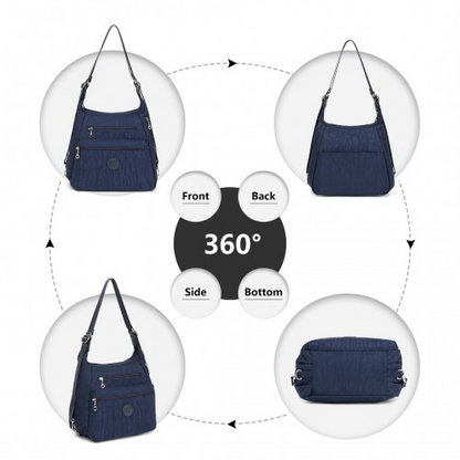 Kono Three Way Multipurpose Casual Shoulder Bag With Double Zippers - Navy