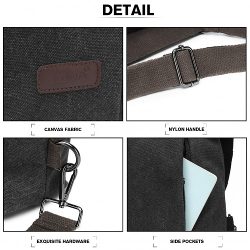 Kono Two Way Canvas Shoulder Bag Backpack - Black | Stylish & Functional