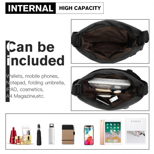 Kono Two Way Canvas Shoulder Bag Backpack - Black | Stylish & Functional