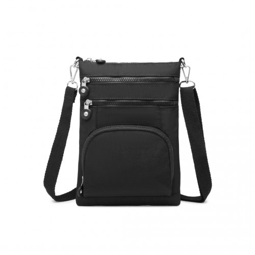 Kono Casual Multi Pocket RFID Blocking Crossbody Bag - Black | Stylish & Secure Travel Companion