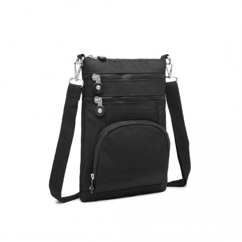 Kono Casual Multi Pocket RFID Blocking Crossbody Bag - Black | Stylish & Secure Travel Companion