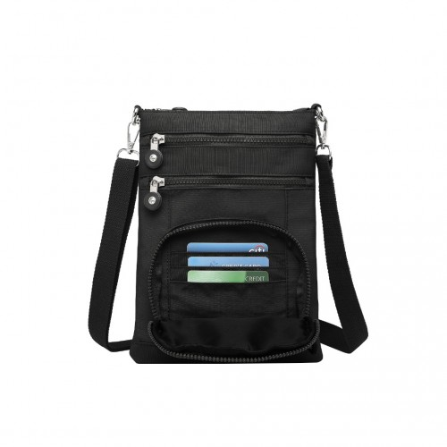 Kono Casual Multi Pocket RFID Blocking Crossbody Bag - Black | Stylish & Secure Travel Companion