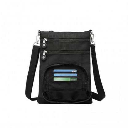 Kono Casual Multi Pocket RFID Blocking Crossbody Bag - Black | Stylish & Secure Travel Companion