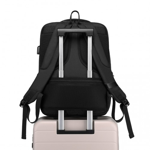 Kono Multi-Compartment Backpack with USB Port - Black