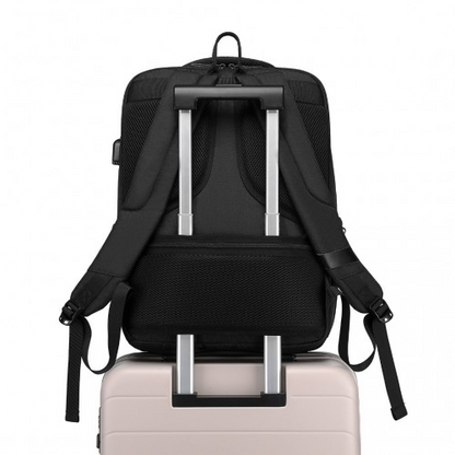 Kono Multi-Compartment Backpack with USB Port - Black