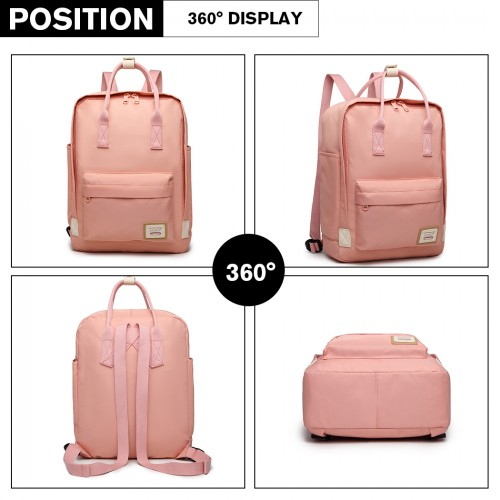 Kono Large Polyester Laptop Backpack - Pink | Back to School Essential
