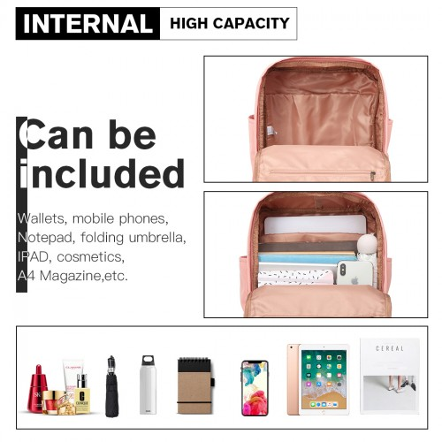 Kono Large Polyester Laptop Backpack - Pink | Back to School Essential