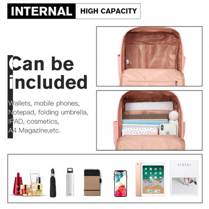 Kono Large Polyester Laptop Backpack - Pink | Back to School Essential