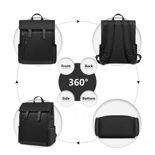 Kono Waterproof Large Capacity School Laptop Backpack - Black | EM2114