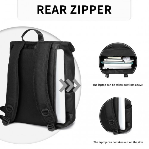 Kono Waterproof Large Capacity School Laptop Backpack - Black | EM2114